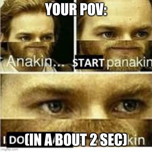 Anikan start panikan i dont have a planikan | YOUR POV: (IN A BOUT 2 SEC) | image tagged in anikan start panikan i dont have a planikan | made w/ Imgflip meme maker