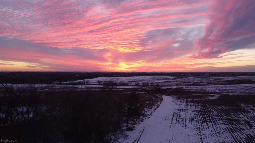 One of the first sunsets I captured with my drone | made w/ Imgflip meme maker