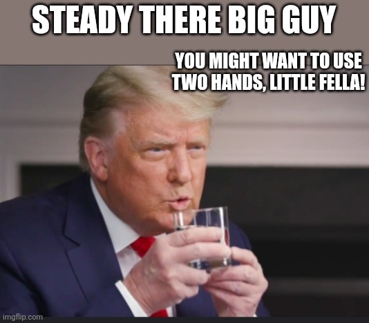 STEADY THERE BIG GUY YOU MIGHT WANT TO USE TWO HANDS, LITTLE FELLA! | made w/ Imgflip meme maker