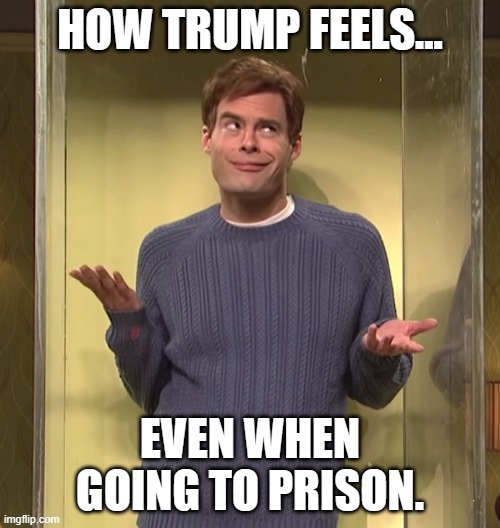 but it's still a home of glass, well high end glass but still glass. | HOW TRUMP FEELS... EVEN WHEN GOING TO PRISON. | image tagged in bill hader shrug,trump,smug,complete tool | made w/ Imgflip meme maker