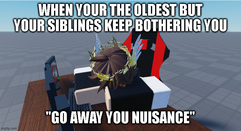 No title | WHEN YOUR THE OLDEST BUT YOUR SIBLINGS KEEP BOTHERING YOU; "GO AWAY YOU NUISANCE" | image tagged in let me sleep | made w/ Imgflip meme maker