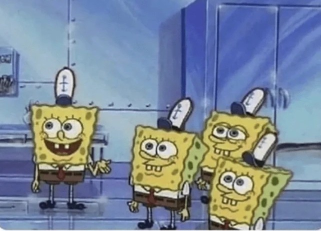 High Quality SPONGEBOB AND 3 MORE SPONGEBOBS Blank Meme Template