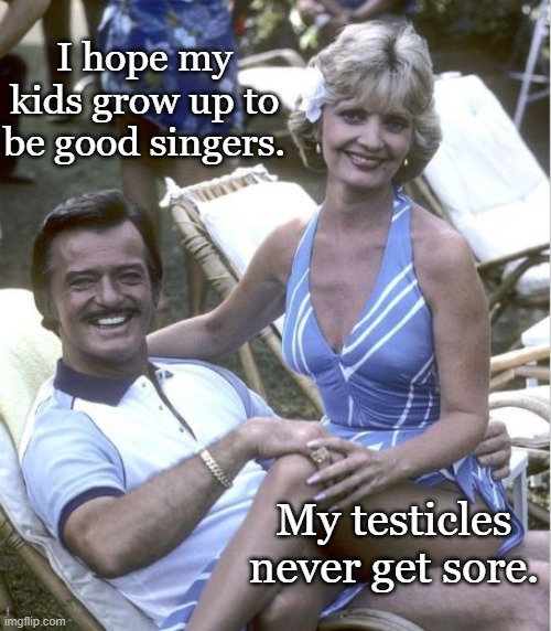 Proper use of genetics, the Brady method | I hope my kids grow up to be good singers. My testicles never get sore. | image tagged in the brady bunch,funny memes,classic | made w/ Imgflip meme maker