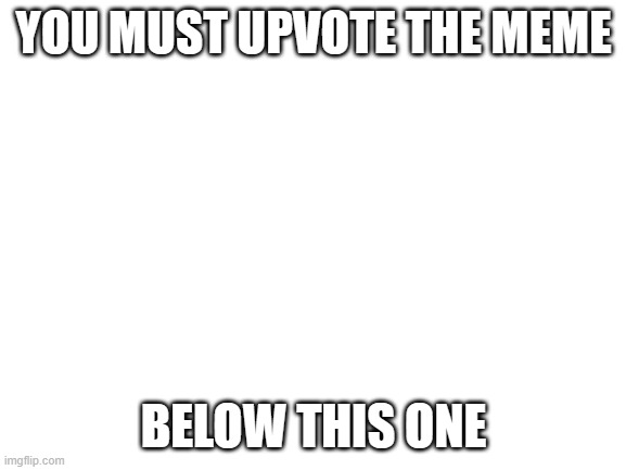 Blank White Template | YOU MUST UPVOTE THE MEME; BELOW THIS ONE | image tagged in blank white template | made w/ Imgflip meme maker