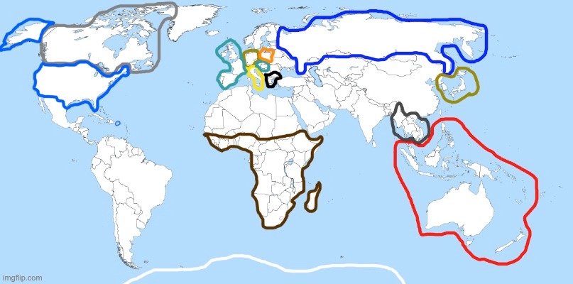 alright this is the mini event AU map so far, theres still a lot of land to claim in asia, africa and south america | made w/ Imgflip meme maker