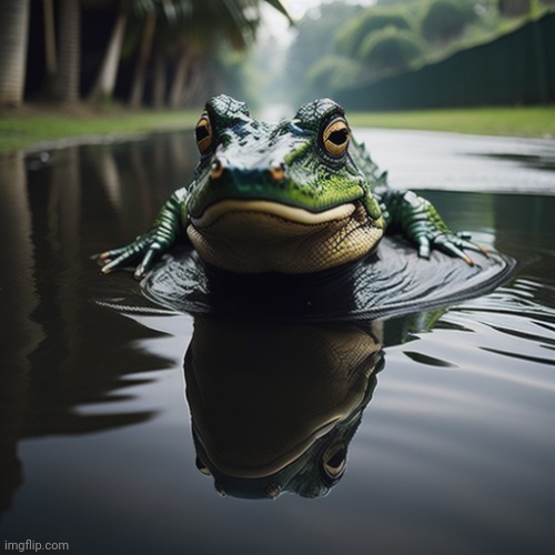 When you put in " an alligator but it's actually a frog" in an air art website | image tagged in alligator,frog,funny memes | made w/ Imgflip meme maker