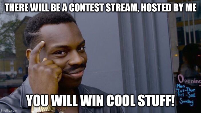 Roll Safe Think About It Meme | THERE WILL BE A CONTEST STREAM, HOSTED BY ME; YOU WILL WIN COOL STUFF! | image tagged in memes,roll safe think about it | made w/ Imgflip meme maker