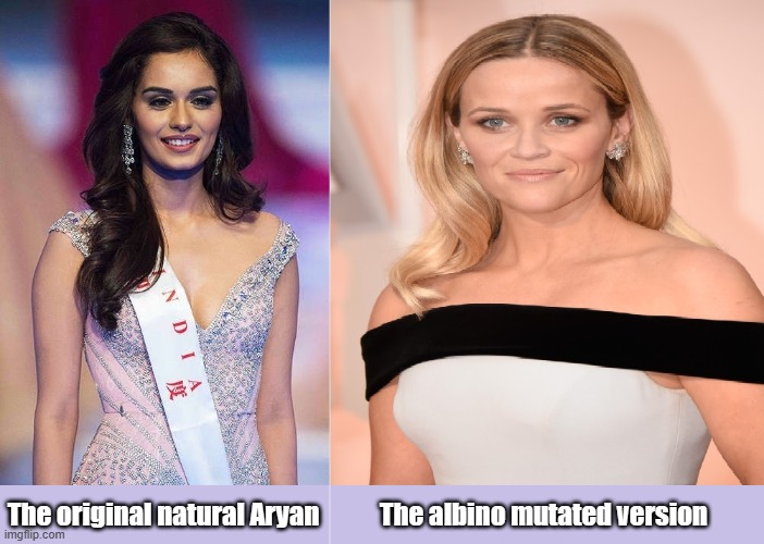 Evolution of the Aryan | The original natural Aryan; The albino mutated version | image tagged in evolution,humanity,white woman,white people,american indian | made w/ Imgflip meme maker