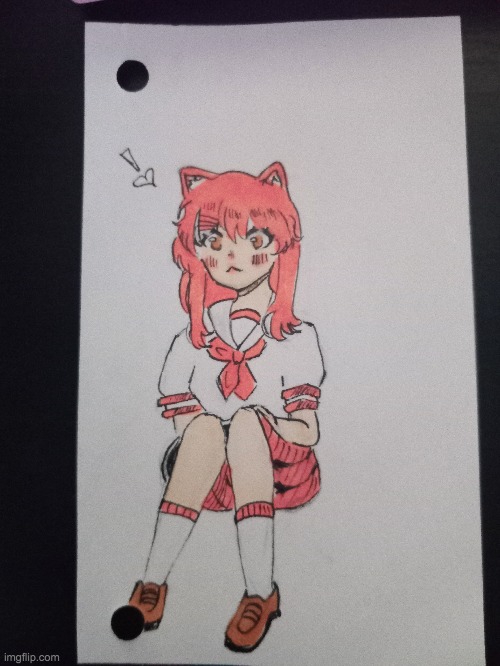 cat but COLOR | image tagged in pink,drawing,art,anime | made w/ Imgflip meme maker