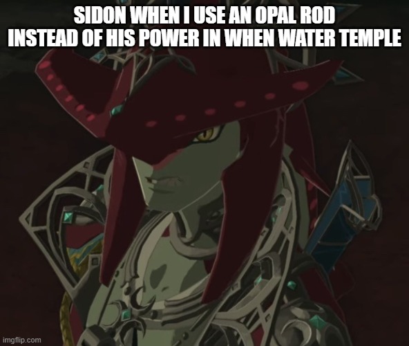 OPAL ROD | SIDON WHEN I USE AN OPAL ROD INSTEAD OF HIS POWER IN WHEN WATER TEMPLE | image tagged in legend of zelda | made w/ Imgflip meme maker