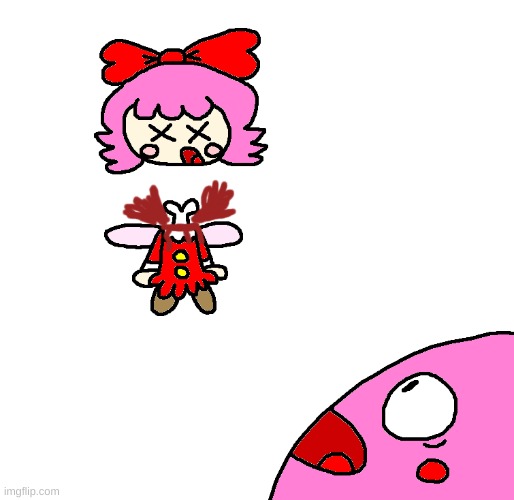 Ribbon get her head decapitated ;) | image tagged in kirby,gore,funny,cute,parody,fanart | made w/ Imgflip meme maker