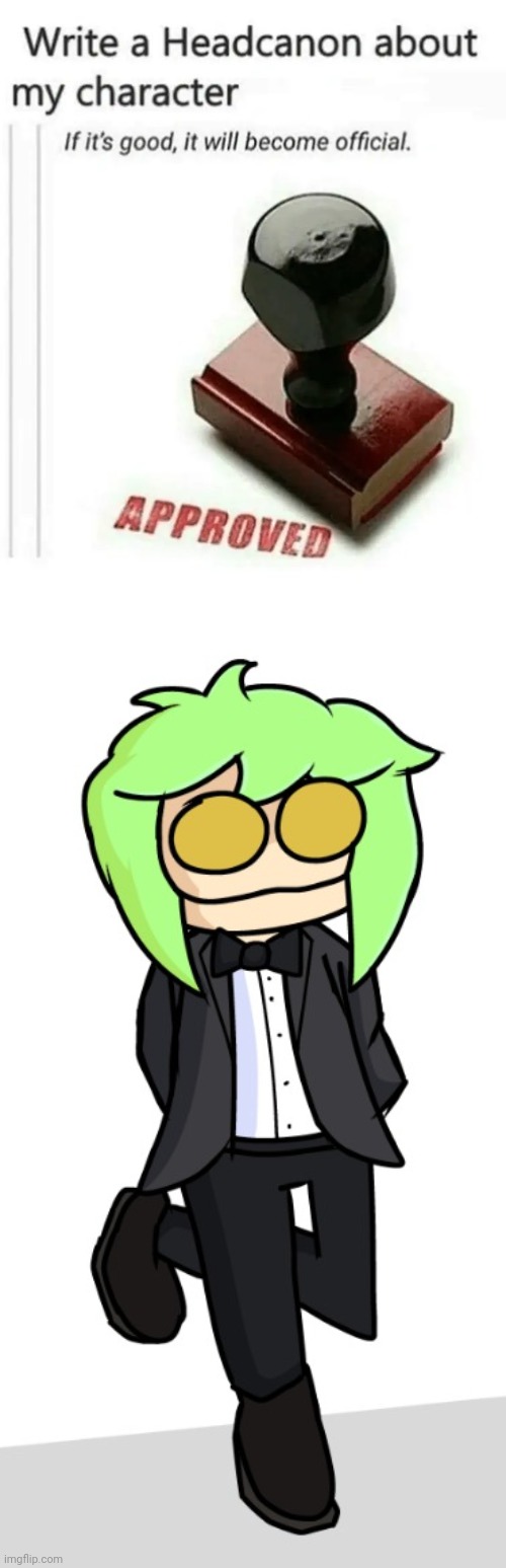 yes he's a muppet | image tagged in write a headcanon about my character | made w/ Imgflip meme maker