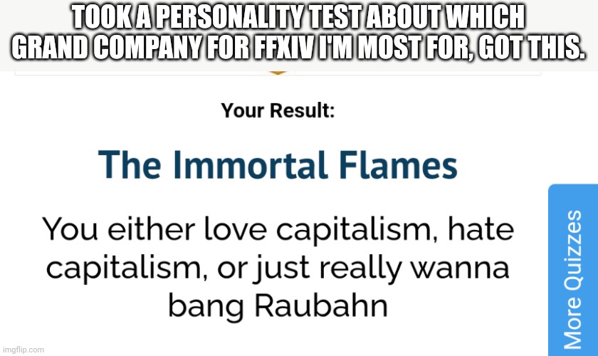 Wait hang on a sec | TOOK A PERSONALITY TEST ABOUT WHICH GRAND COMPANY FOR FFXIV I'M MOST FOR, GOT THIS. | image tagged in wait hang on,where's the beef | made w/ Imgflip meme maker