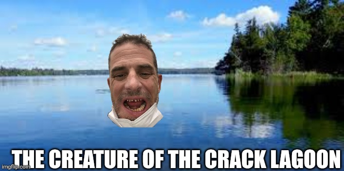 Hunter biden | THE CREATURE OF THE CRACK LAGOON | image tagged in crack head | made w/ Imgflip meme maker