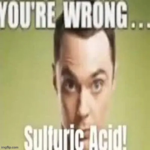 youre wrong sulfuric acid | image tagged in youre wrong sulfuric acid | made w/ Imgflip meme maker
