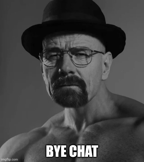 Heisenchad | BYE CHAT | image tagged in heisenchad | made w/ Imgflip meme maker