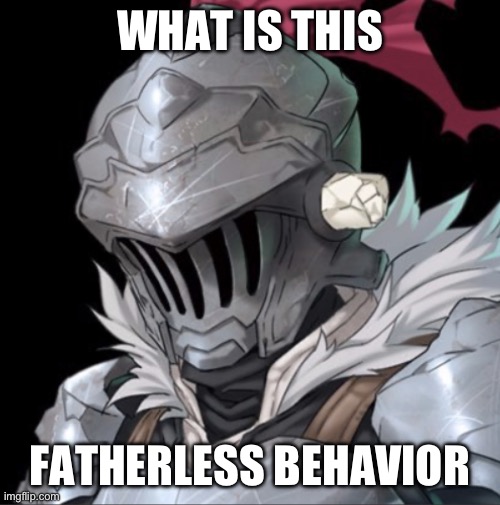 Goblin Slayer | WHAT IS THIS FATHERLESS BEHAVIOR | image tagged in goblin slayer | made w/ Imgflip meme maker