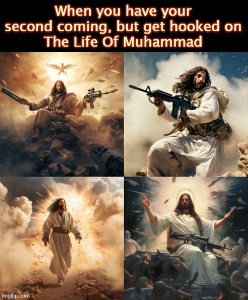 "My Me what a book!" | image tagged in islam,religion,funny,jesus | made w/ Imgflip meme maker