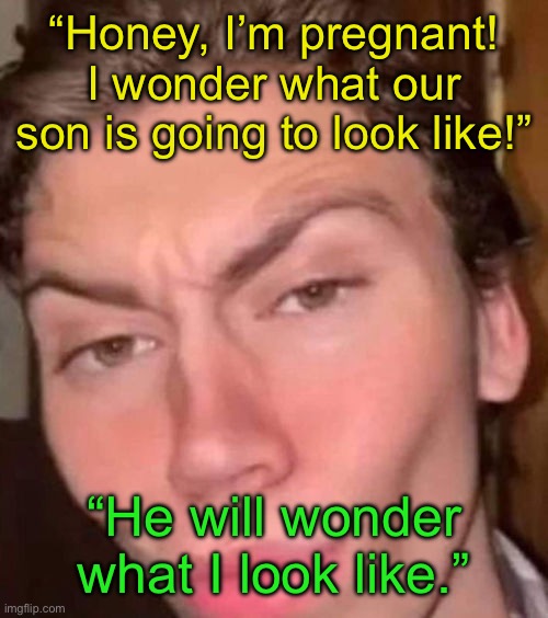 Rizz | “Honey, I’m pregnant! I wonder what our son is going to look like!”; “He will wonder what I look like.” | image tagged in rizz | made w/ Imgflip meme maker