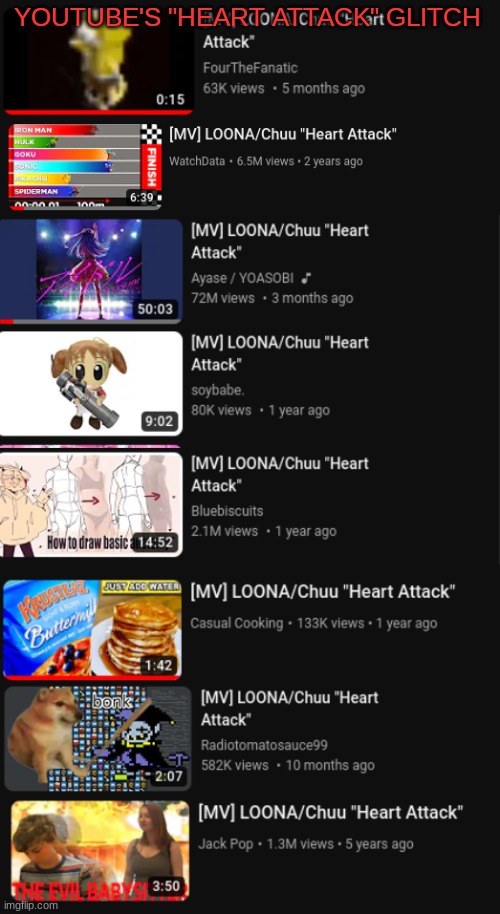 youtube these aint heart attack LMAODBHBAHBAHVAHGSUVH | YOUTUBE'S "HEART ATTACK" GLITCH | made w/ Imgflip meme maker