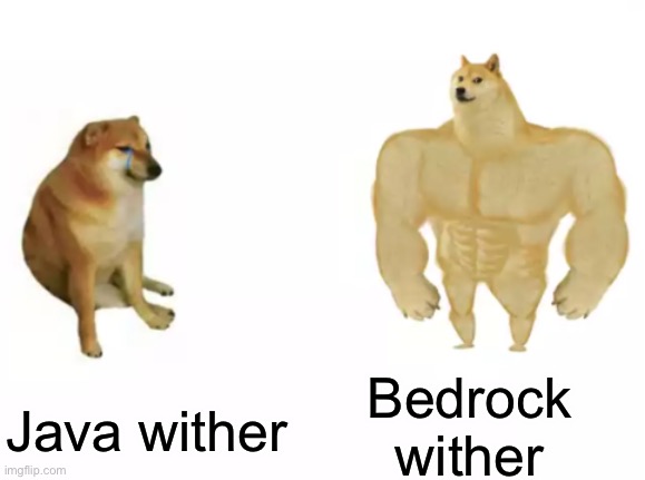 Wither | Bedrock wither; Java wither | image tagged in buff doge vs cheems reversed | made w/ Imgflip meme maker