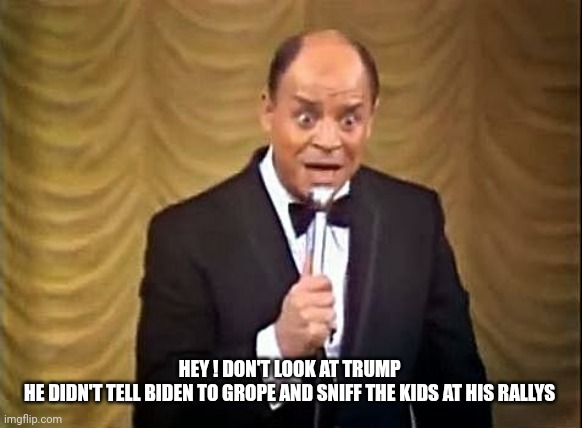 Don Rickles Insult | HEY ! DON'T LOOK AT TRUMP 
HE DIDN'T TELL BIDEN TO GROPE AND SNIFF THE KIDS AT HIS RALLYS | image tagged in don rickles insult | made w/ Imgflip meme maker