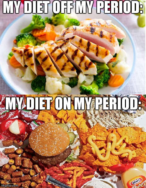 MY DIET OFF MY PERIOD: MY DIET ON MY PERIOD: | made w/ Imgflip meme maker