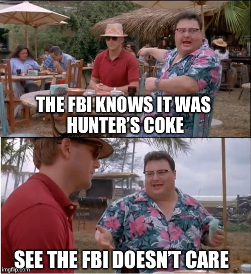 See Nobody Cares Meme | THE FBI KNOWS IT WAS 
HUNTER’S COKE SEE THE FBI DOESN’T CARE | image tagged in memes,see nobody cares | made w/ Imgflip meme maker