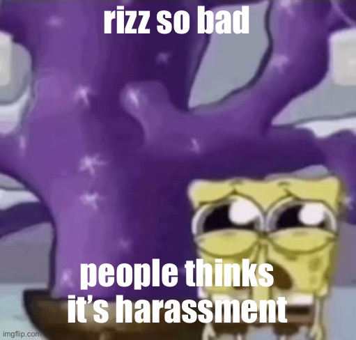 zad | rizz so bad; people thinks it’s harassment | image tagged in zad spunchbop,rizz,get real | made w/ Imgflip meme maker