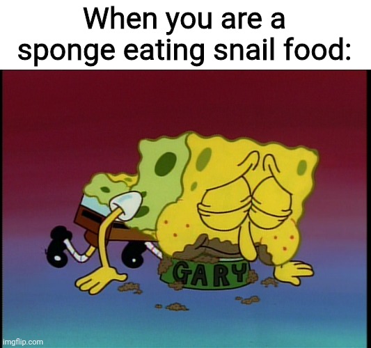 Pretty much relatable. | When you are a sponge eating snail food: | image tagged in spongebob eating snail food | made w/ Imgflip meme maker