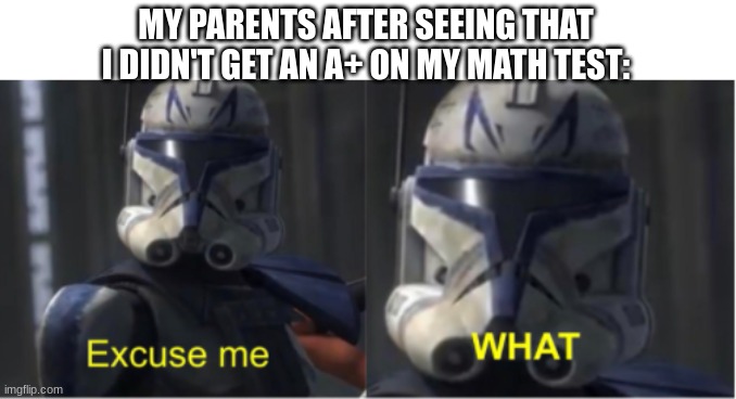uh.oh........... | MY PARENTS AFTER SEEING THAT I DIDN'T GET AN A+ ON MY MATH TEST: | image tagged in excuse me what | made w/ Imgflip meme maker