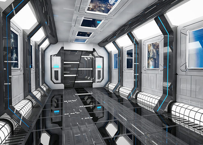 SCI FI INTERIOR SCENE SPACE SHIP | 3D model Blank Meme Template