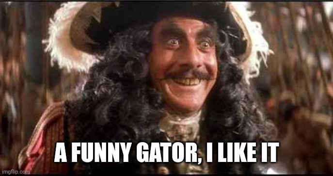 CAPTAIN HOOK EXCITED | A FUNNY GATOR, I LIKE IT | image tagged in captain hook excited | made w/ Imgflip meme maker