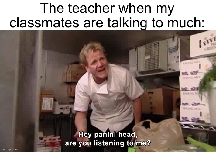 Can you listen or no recess | The teacher when my classmates are talking to much: | image tagged in hey panini head are you listening to me,school,teacher,memes,funny,fax | made w/ Imgflip meme maker