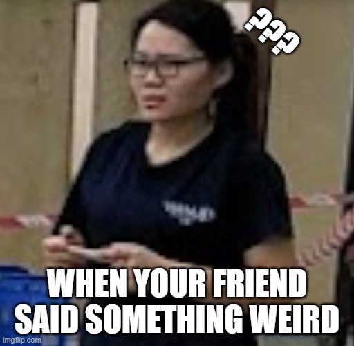 ??? | ??? WHEN YOUR FRIEND SAID SOMETHING WEIRD | image tagged in funny | made w/ Imgflip meme maker