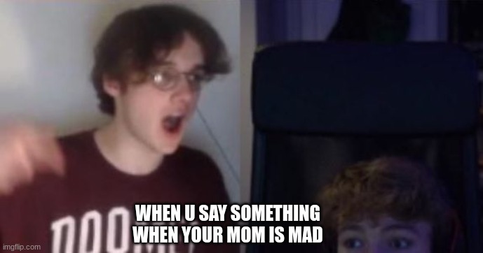 mom nooooo | WHEN U SAY SOMETHING WHEN YOUR MOM IS MAD | image tagged in wilbur yells at tommy dsmp | made w/ Imgflip meme maker