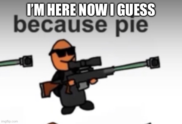 pie | I’M HERE NOW I GUESS | image tagged in pie | made w/ Imgflip meme maker