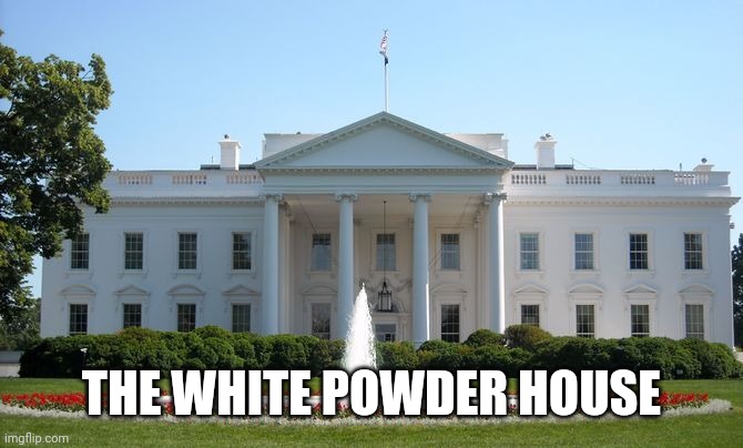 Biden coke everywhere | THE WHITE POWDER HOUSE | image tagged in white house | made w/ Imgflip meme maker