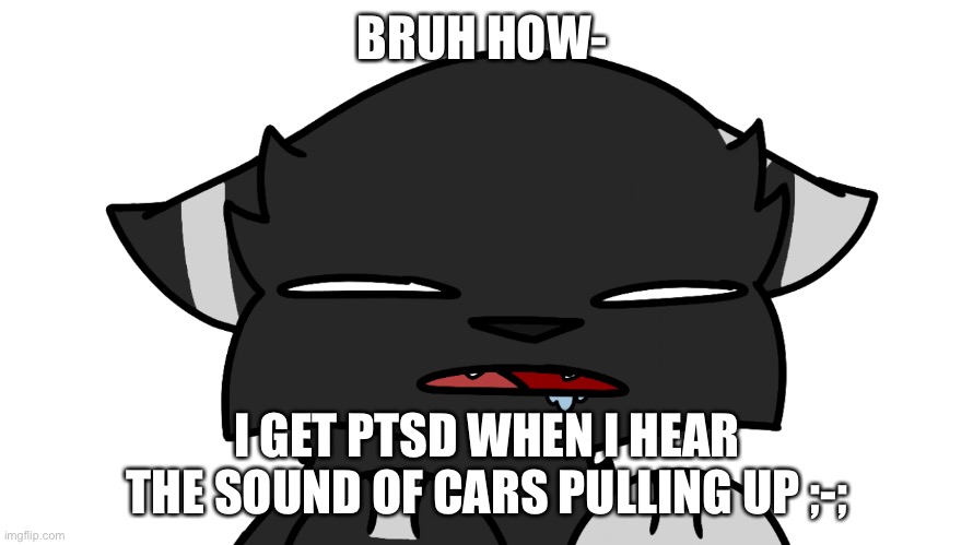 Help | BRUH HOW-; I GET PTSD WHEN I HEAR THE SOUND OF CARS PULLING UP ;-; | image tagged in darkie confusion | made w/ Imgflip meme maker