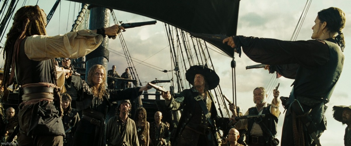 Pirates of the Caribbean gun pointing | image tagged in pirates of the caribbean gun pointing | made w/ Imgflip meme maker