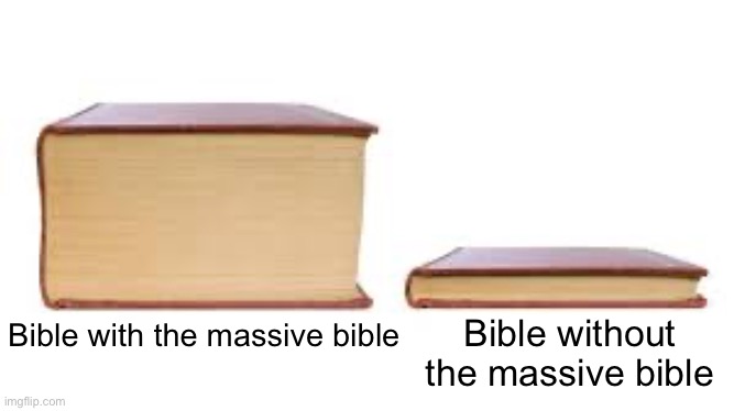Big book small book | Bible without the massive bible; Bible with the massive bible | image tagged in big book small book | made w/ Imgflip meme maker