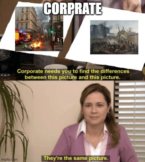 FRENCH REVOLUTION | CORPRATE | image tagged in corporate needs you to find the differences | made w/ Imgflip meme maker