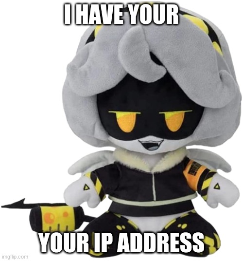 17.172.224.47 (not real address btw) | I HAVE YOUR; YOUR IP ADDRESS | image tagged in v plushie,ip address | made w/ Imgflip meme maker