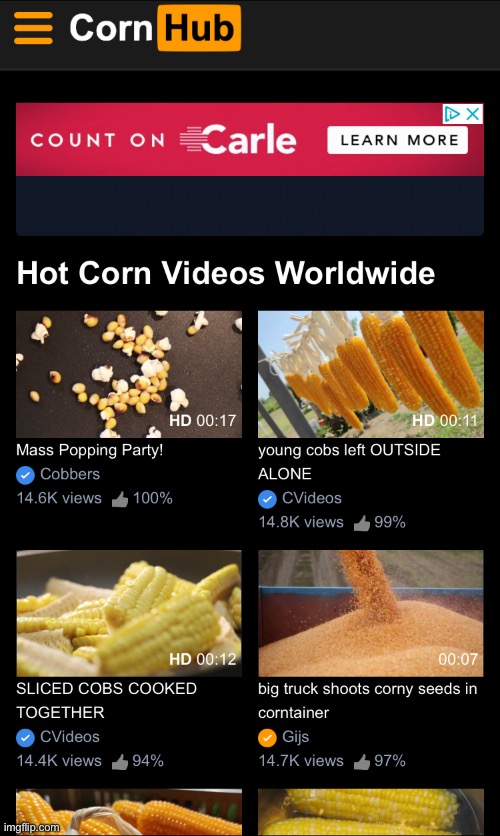 Cornhub is a real site. | made w/ Imgflip meme maker