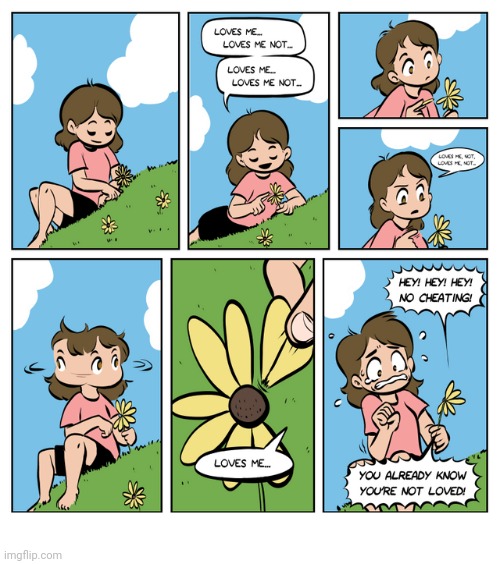 Loves me, loves me not | image tagged in love,flowers,flower,comics,comics/cartoons,game | made w/ Imgflip meme maker