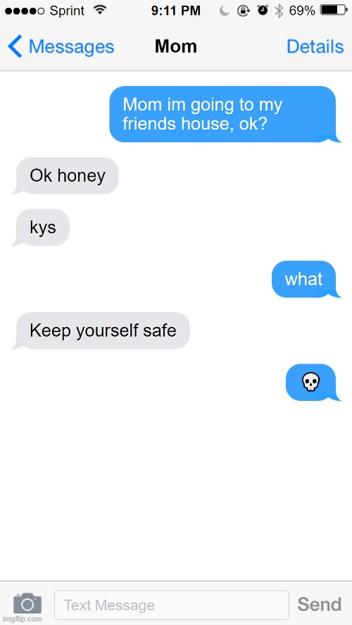 ? | image tagged in texting,kys,kill yourself | made w/ Imgflip meme maker
