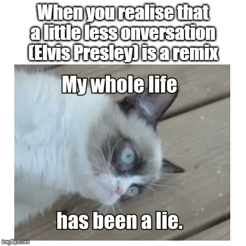 This one is for the Elvis fans | When you realise that a little less onversation (Elvis Presley) is a remix | made w/ Imgflip meme maker