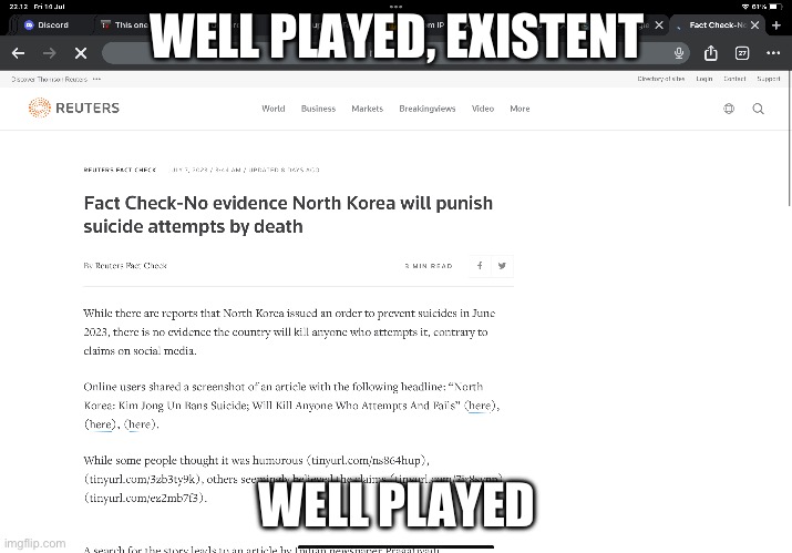 WELL PLAYED, EXISTENT WELL PLAYED | made w/ Imgflip meme maker
