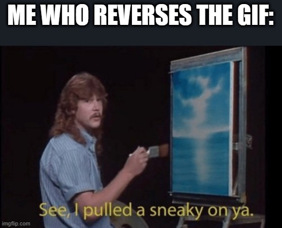 I pulled a sneaky | ME WHO REVERSES THE GIF: | image tagged in i pulled a sneaky | made w/ Imgflip meme maker