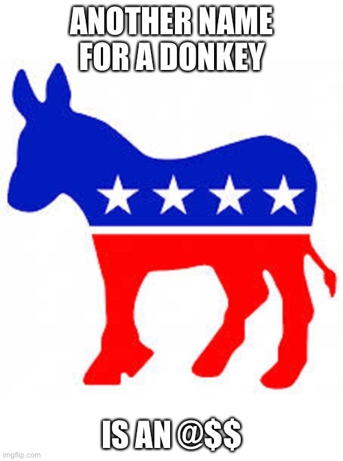 Democrat donkey | ANOTHER NAME FOR A DONKEY IS AN @$$ | image tagged in democrat donkey | made w/ Imgflip meme maker